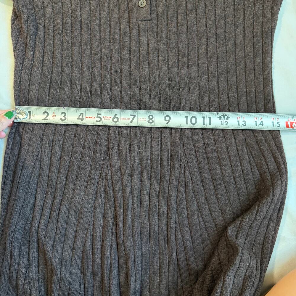 GAP Chocolate, Ribbed, Collared, Henley, Long Sleeve Sweater Dress- M - Picture 6 of 8